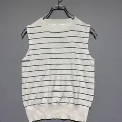 ラボラトリーワーク/美品\薄手/ホワイト ストライプ ノースリーブニット