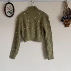 ☆ZARA オリーブグリーン クロップドニット M☆