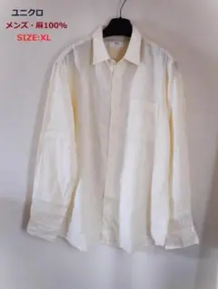 ユニクロ/UNIQLO☆メンズシャツ・麻100%/淡イエロー系/未使用/XL