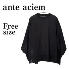 【新品タグ付】ante aciem シアー ニットプルオーバー／ブラック／F