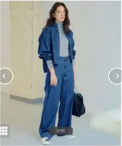 【GLOW5月号掲載/洗える】23区 ライトダンガリー ワイドパンツ 40