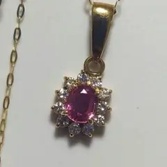 K18 ダイヤモンド ルビー ネックレス