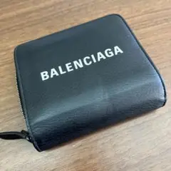 バレンシアガ ラウンドジップ ウォレット コンパクト エブリデイ レザー 黒