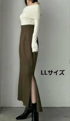 【louere 】ハイウエストへリンボーンスリットマーメイドスカート