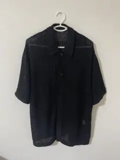 GU ウォッシャブルメッシュニットシャツ Lサイズ BLACK