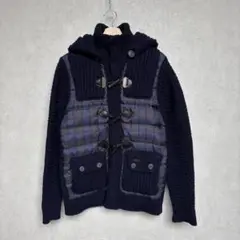 希少デザイン❗️【美品】Bark ダウン ニットジャケット 切替 2way 紺