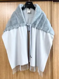 フェンディ キャンディストール ミンク カシミヤ 大判 ショール ブルー 良品