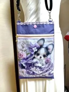 可愛いワンちゃんパネルの マルチに使用出来ます、 サコッシュです♡♡