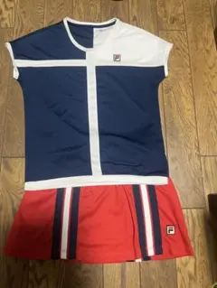 FILA テニスウェアセット Mサイズ ネイビー/ホワイト/レッド