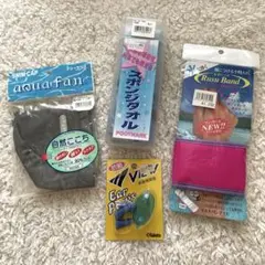 【未使用】4点 水泳帽 ラッシュバンド 耳栓 スポンジタオル まとめ売り 4点