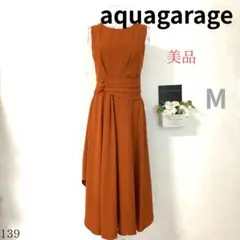 【美品A】 aquagarage ノースリーブワンピース M オレンジ