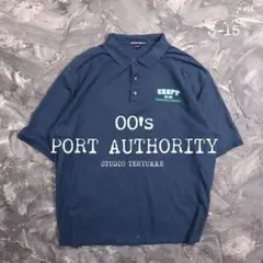 00’s PORT AUTHORITY ポロシャツ　刺繍ロゴ　ネイビー　2XL