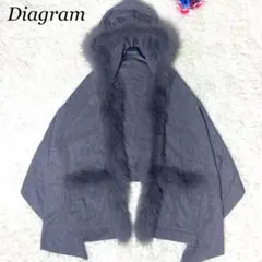 【美品】 Diagram ポンチョ カシミヤ フォックスファー グレー ショート