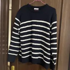 KOE ネイビー ホワイト ストライプ ニット