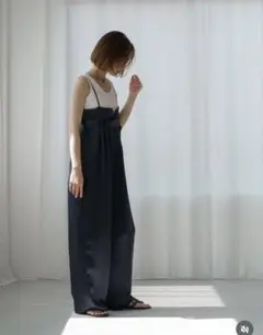 roughlow/otona satin wide salopette/navy