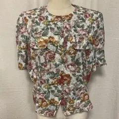 かめりあ 花柄ブラウス ホワイト L