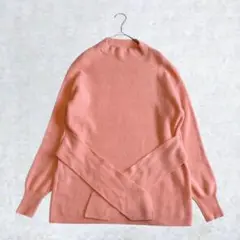 モジュレーション 長袖ニット プルオーバー サーモンピンク 腰リボン付き