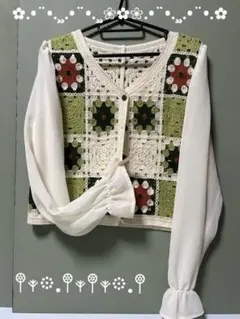 ★超可愛い★シフォン袖グラニースクエアカーディガン