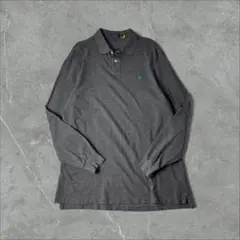 【現行】 Polo Ralph Lauren 刺繍ロゴ 長袖ポロシャツ グレー