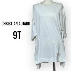クリスチャンオジャール☆白カットソー 9T シンプル 後ろ長Tシャツ レディース