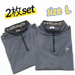 【お買い得】HEAD ハーフジップ ポロシャツ L 2枚セット ネイビー