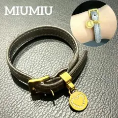 【希少色】MIUMIU ブレスレット マドラス ハート ストーン シルバー