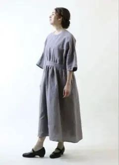 MAGALI スラブリネンギャザーワンピース　マガリ