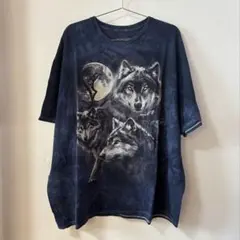 3DTeesウルフ グラフィックTシャツ タイダイ柄 白ステッチ USAプリント
