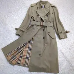 美品 バーバリー トレンチコート 白タグ 玉虫 ノバチェック ベルト付