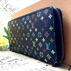 ルイヴィトン マルチカラー ラウンド 長財布 ジッピーウォレット 緑 EO129