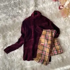 ⚫︎BASICSベロアタッチタートルネックニットセーター（M）ボルドー系