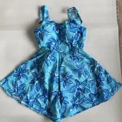 新品・未使用　青色花柄ワンピース水着　Lサイズ