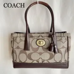 【美品】COACH コーチ トートバッグ 肩掛け可能 シグネチャー フリンジ