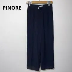 PINORE ピノーレ 黒 プリーツ ワイド パンツ コットン100% 薄手