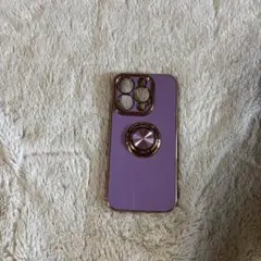 iPhone 15 Pro ケースパープル＆ローズゴールドデザイン