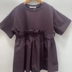 MARLENE JOBERT フリル付き切替パープルTシャツ　新品