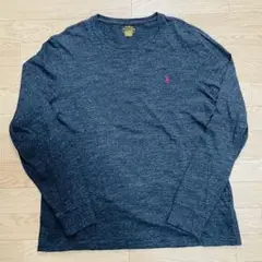 国内正規　ポロラルフローレン　tシャツ ロンt チャコールグレー　刺繍　L