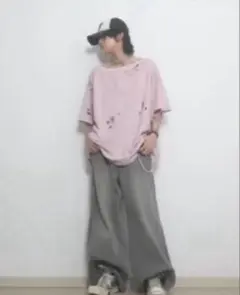 neith. Rose Studs T-shirts(Pink) オーバーサイズ