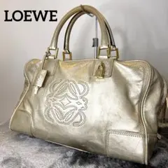 ロエベ アマソナ ハンドバッグ ミニボストン アナグラム ゴールド レザー