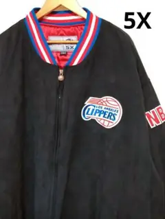 【美品】NBA クリッパーズ　スタジャン　ビッグサイズ　黒　刺繍ワッペン　5X