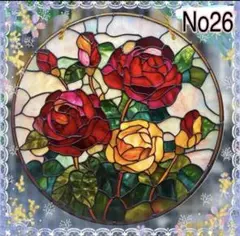 ◆おすすめ品【20×20cm】薔薇雑貨　ステンドグラス風　サンキャッチャー