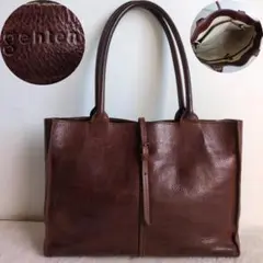 美品　ゲンテン　トートバッグ　トスカ　肩掛け　A4可　レザー　ダークブラウン