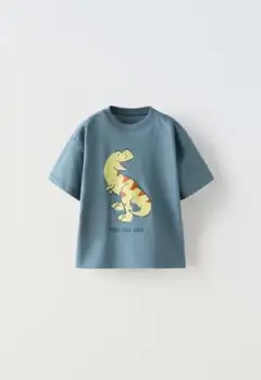 【新品未使用】ダイナソープリントTシャツ(ブルー/グレー)