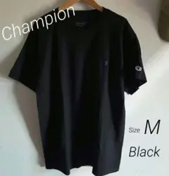 Champion ♧ブラック Tシャツ M ワンポイント刺繍