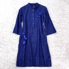 ローレンラルフローレン　刺繍 LAUREN 刺繍入り　デニムチュニック 五分袖