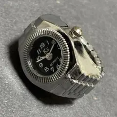 リングウォッチ ラウンドタイプ 文字盤ブラック クォーツ