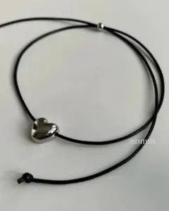レザーネックレス ハート ネックレス シルバー N11