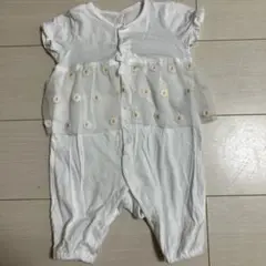 デイジー刺繍付きホワイトロンパース60〜70