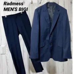 【Radmess MEN'S BIGI】メンズスーツ　上下　ストライプ　ネイビー