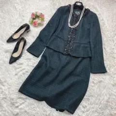 ★新品★LANVIN スーツ セットアップ パール ノーカラージャケット 黒 L